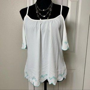 Soulmates Cold Shoulder Embellished Top Sz M